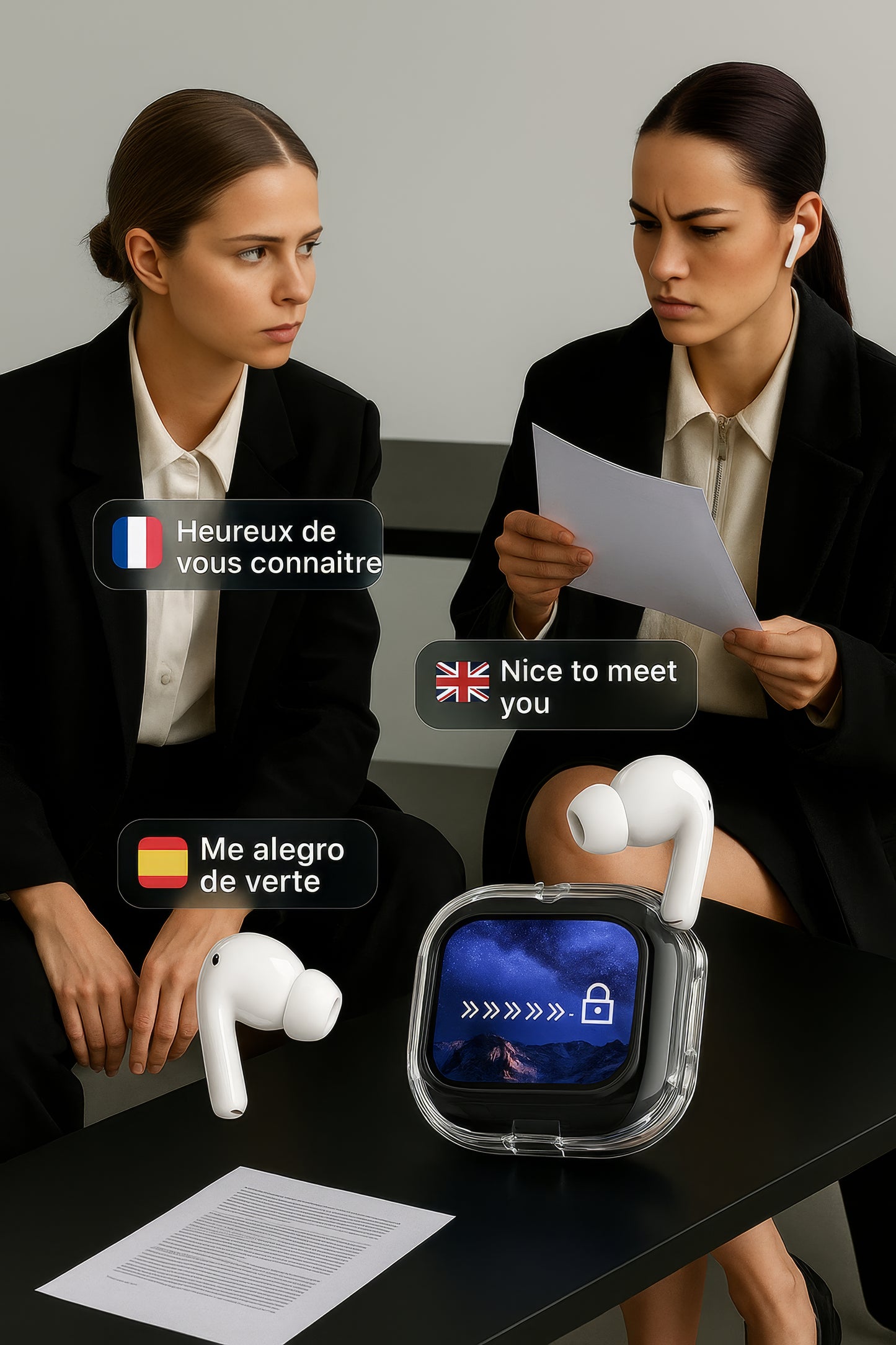 TransRisart™ Écouteurs Intelligents – Traduction 144 Langues, ANC+ENC, Écran Tactile & HiFi Audio