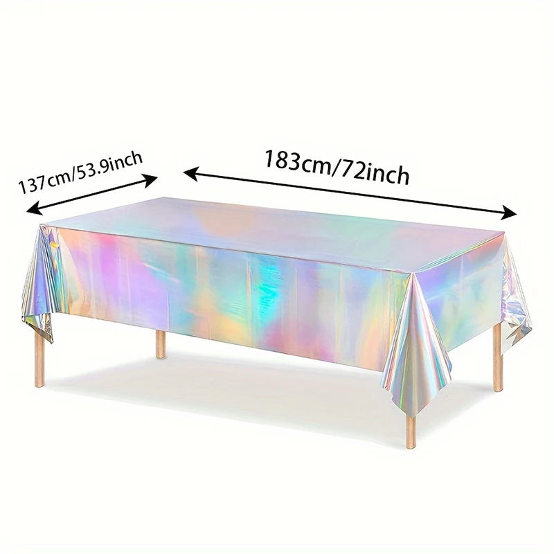 Nappe Jetable Thème Arc-en-Ciel Laser – 183x137cm – PVC Brillant