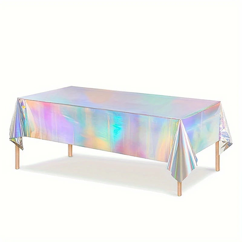 Nappe Jetable Thème Arc-en-Ciel Laser – 183x137cm – PVC Brillant