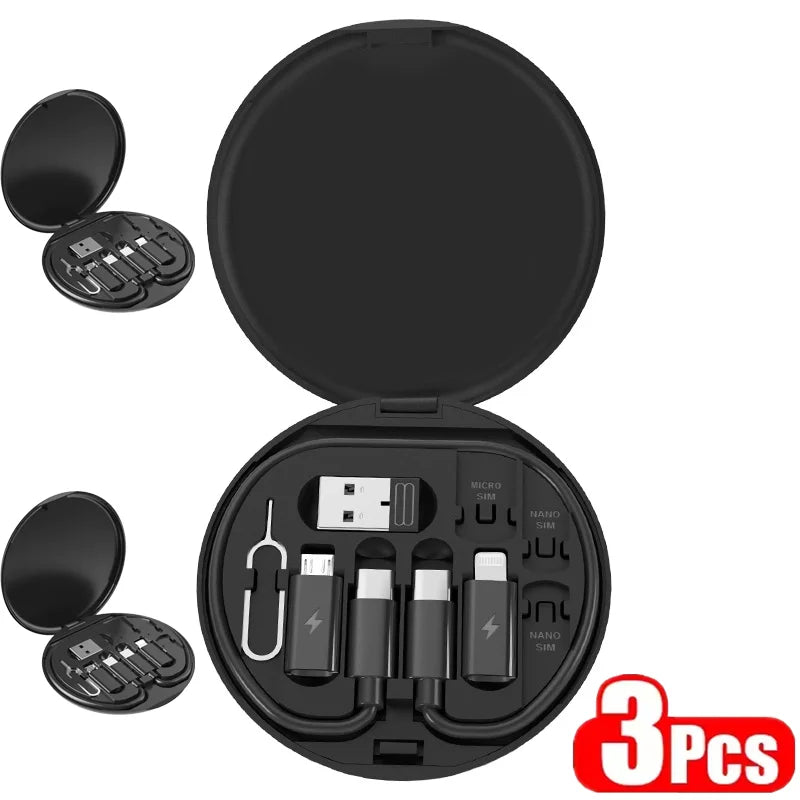 Kit Adaptateur Multi-USB & Type-C 65W – Câble de Charge Rapide + Convertisseurs iOS/Android + Support Téléphone