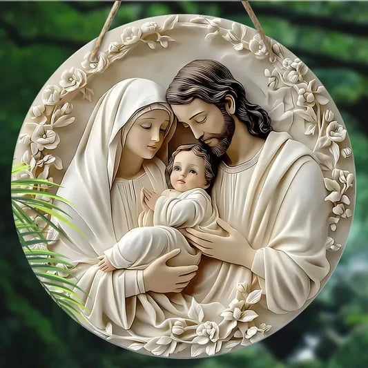 Panneau en Bois Rond JESUS