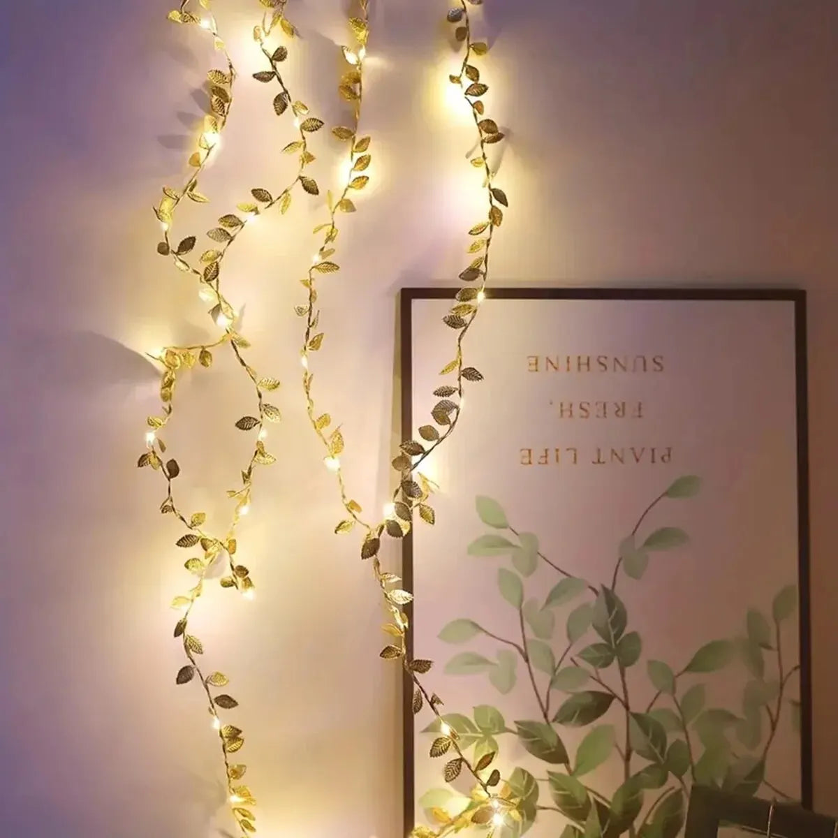 Guirlande LED Dorée à Feuilles – 2M / 20 LED Cuivre pour Déco Mariage, Maison & Fête