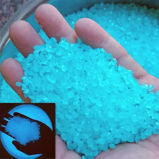 Sable Lumineux Décoratif – 1000pcs Galets Fluorescents 3–5mm | Brille dans le Noir – Aquarium, Jardin, Allée