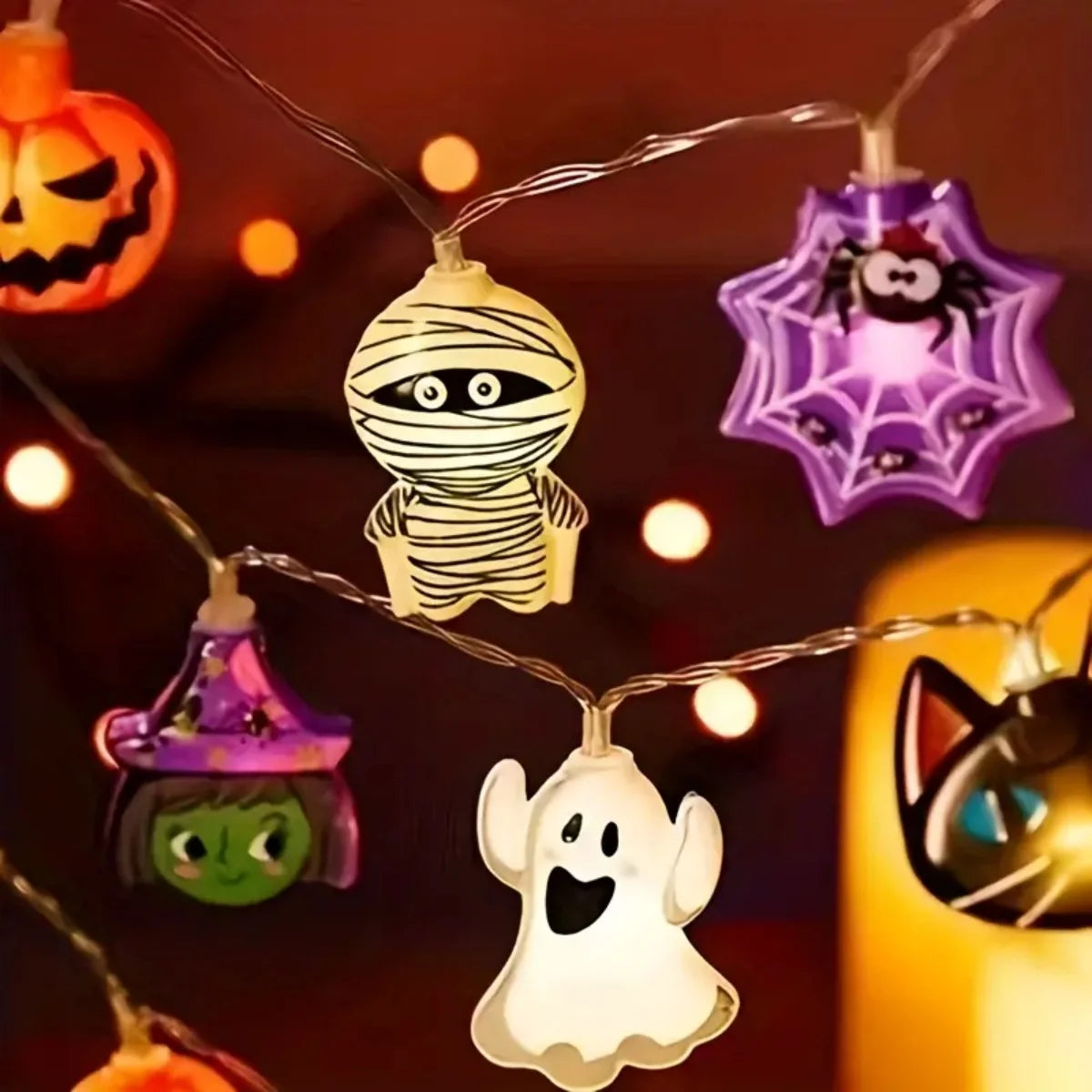 Guirlande Citrouille LED Halloween 🎃 – Décoration Lumineuse avec 10 ou 20 LEDs