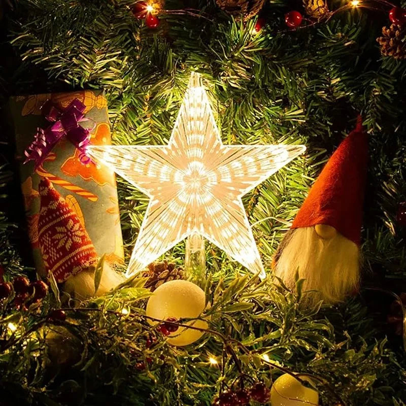 Étoile Lumineuse de Sapin de Noël 15 cm – Décoration LED Blanche Chaude