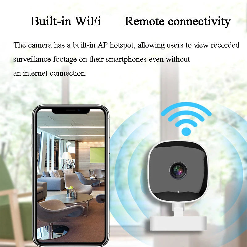 Mini Caméra de Surveillance 4K – WiFi, Vision Nocturne Couleur, Waterproof IP65, Détection de Mouvement