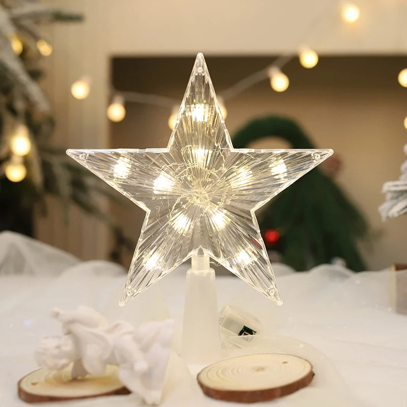 Étoile Lumineuse de Sapin de Noël 15 cm – Décoration LED Blanche Chaude