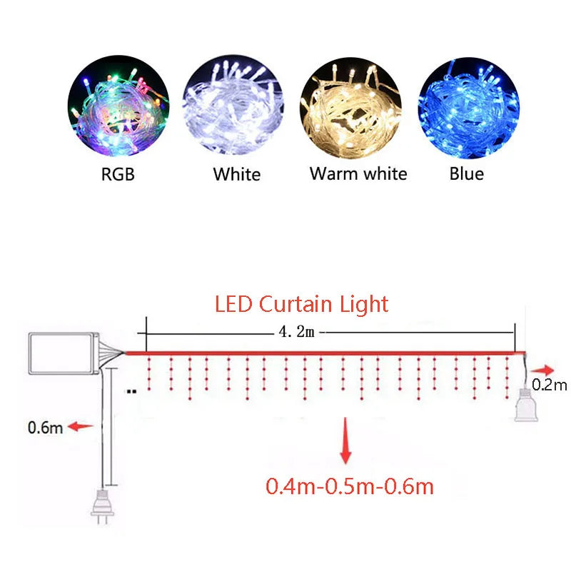 Guirlande Lumineuse Rideau LED – 5M, 8 Modes, Intérieur & Extérieur | Déco Noël, Mariage & Fêtes