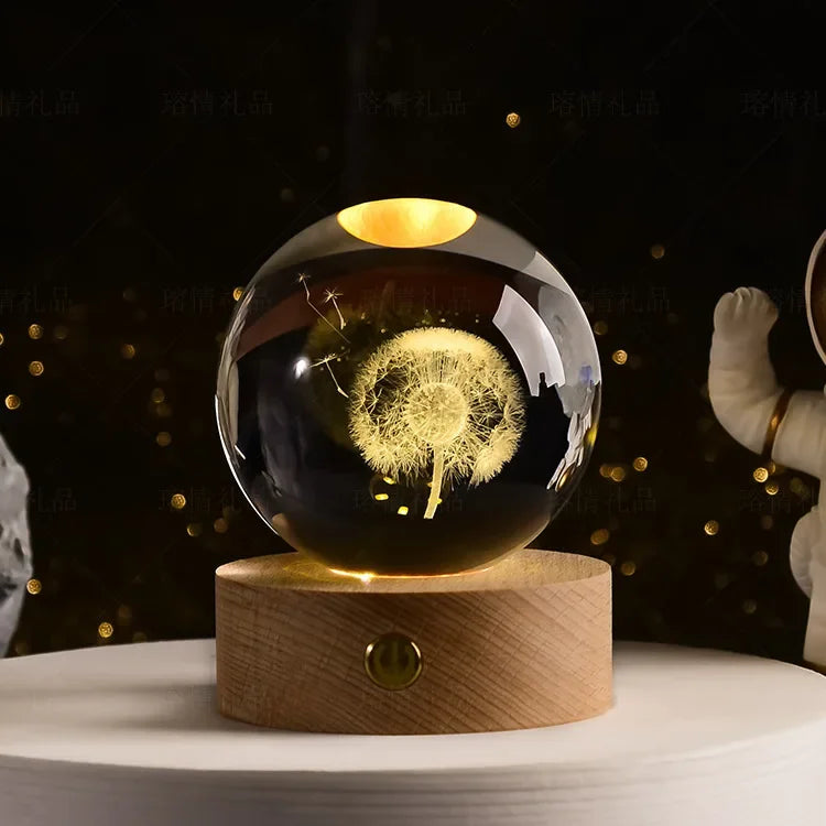 Boule de Cristal 3D Gravée Laser 6 cm – Planètes, Galaxie & Univers – Décoration & Cadeau