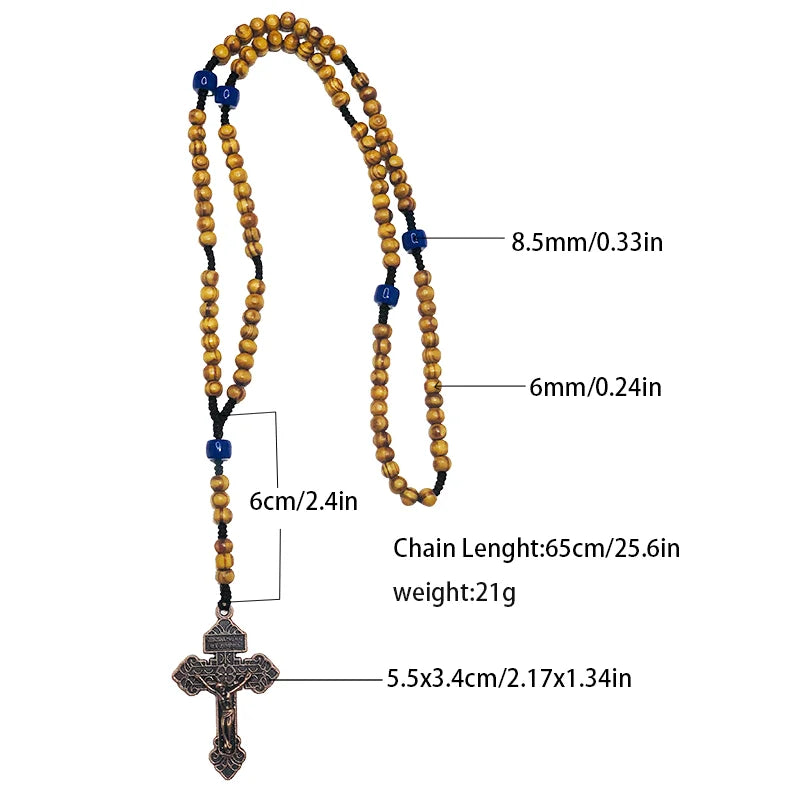 Rotes Christliches Rosenkranz-Armband – 6 mm Perlen & Jesus-Kreuz