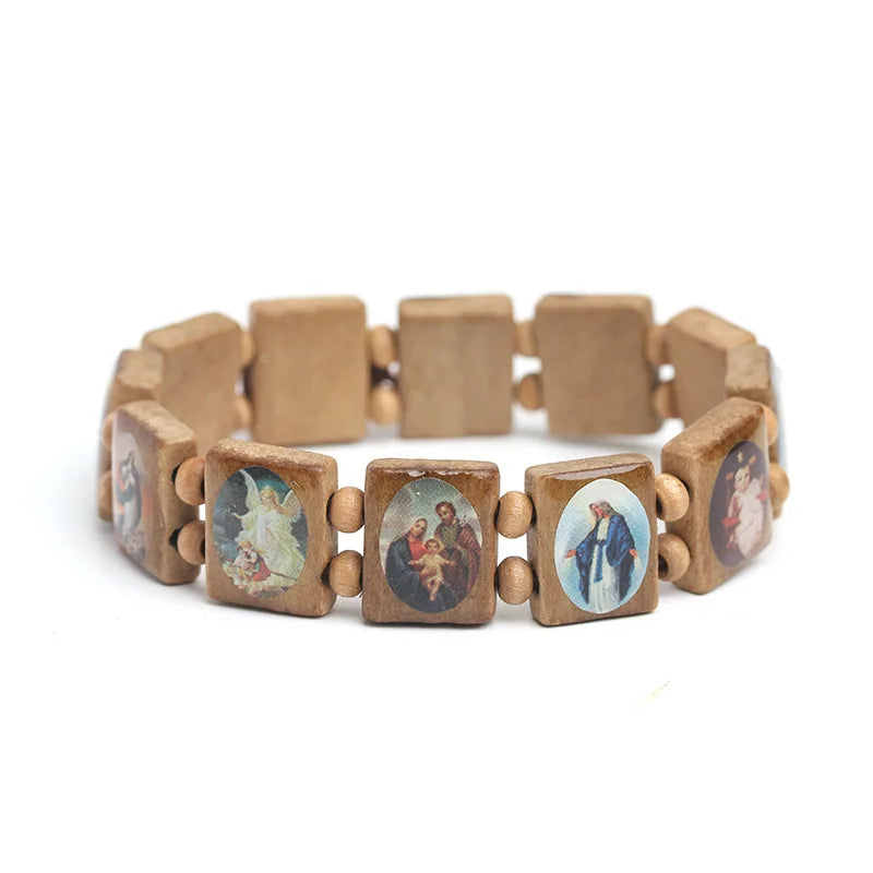 Bracelet Chapelet Catholique en Bois