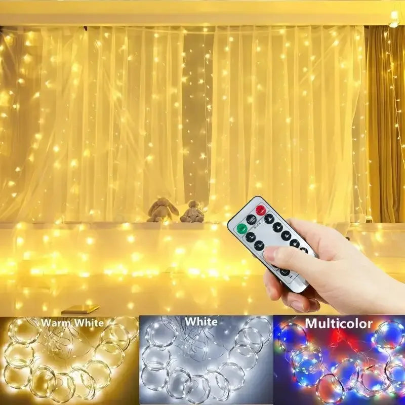 Guirlande Rideau LED USB avec Télécommande – 3/4/6M, 8 Modes, Étanche IP65 | Déco Chambre, Fêtes & Mariage