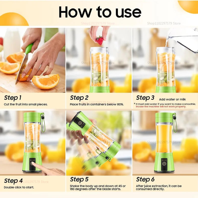 Blender Portable USB 380ml – Mixeur Rechargeable Smoothie & Jus Frais en Quelques Secondes