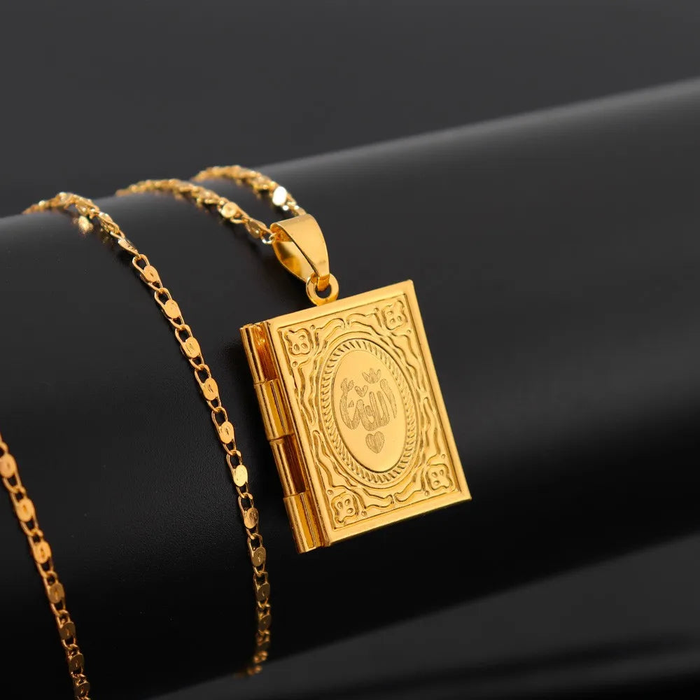 Allah-Anhänger-Halskette mit Koran-Bilderrahmen – unisex religiöser Schmuck