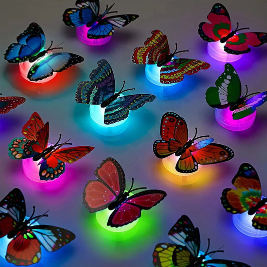Papillons 3D Lumineux 🦋 – Décoration Murale LED pour Maison, Jardin & Fêtes (10 ou 20 pièces)