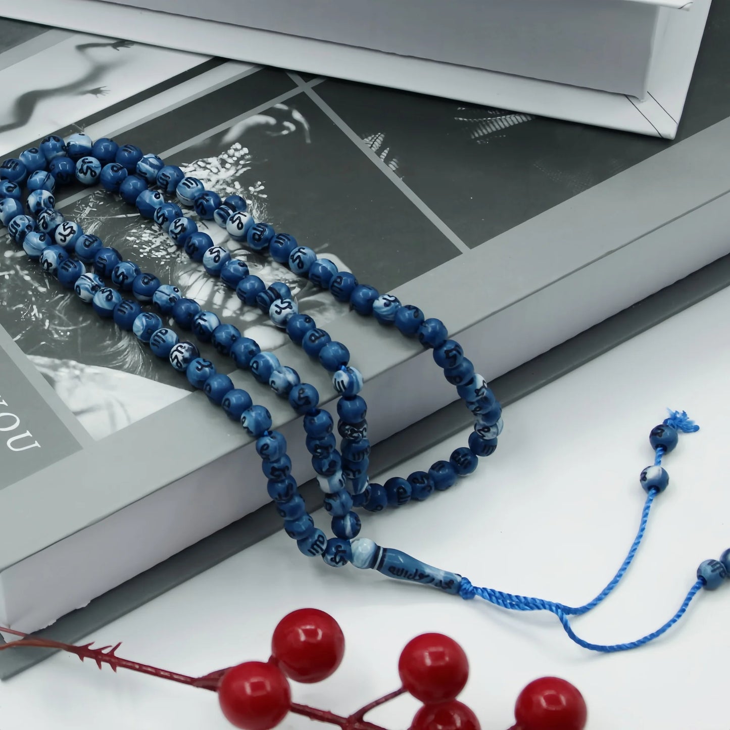 Tasbih Musulman 99 Perles Gravées Allah & Muhammad – Chapelet Islamique pour Prière, Ramadan et Aïd