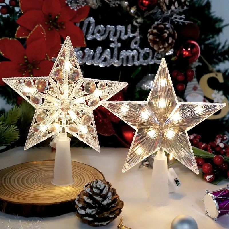 Étoile Lumineuse de Sapin de Noël 15 cm – Décoration LED Blanche Chaude