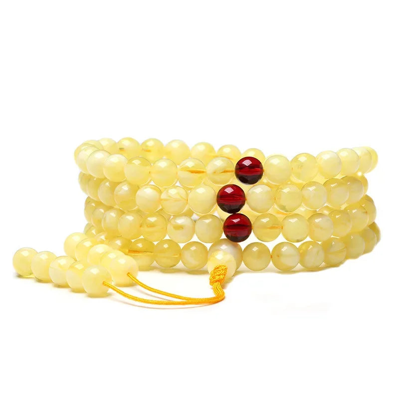 Bracelet Ambre 108 Perles – Prière & Méditation Unisexe
