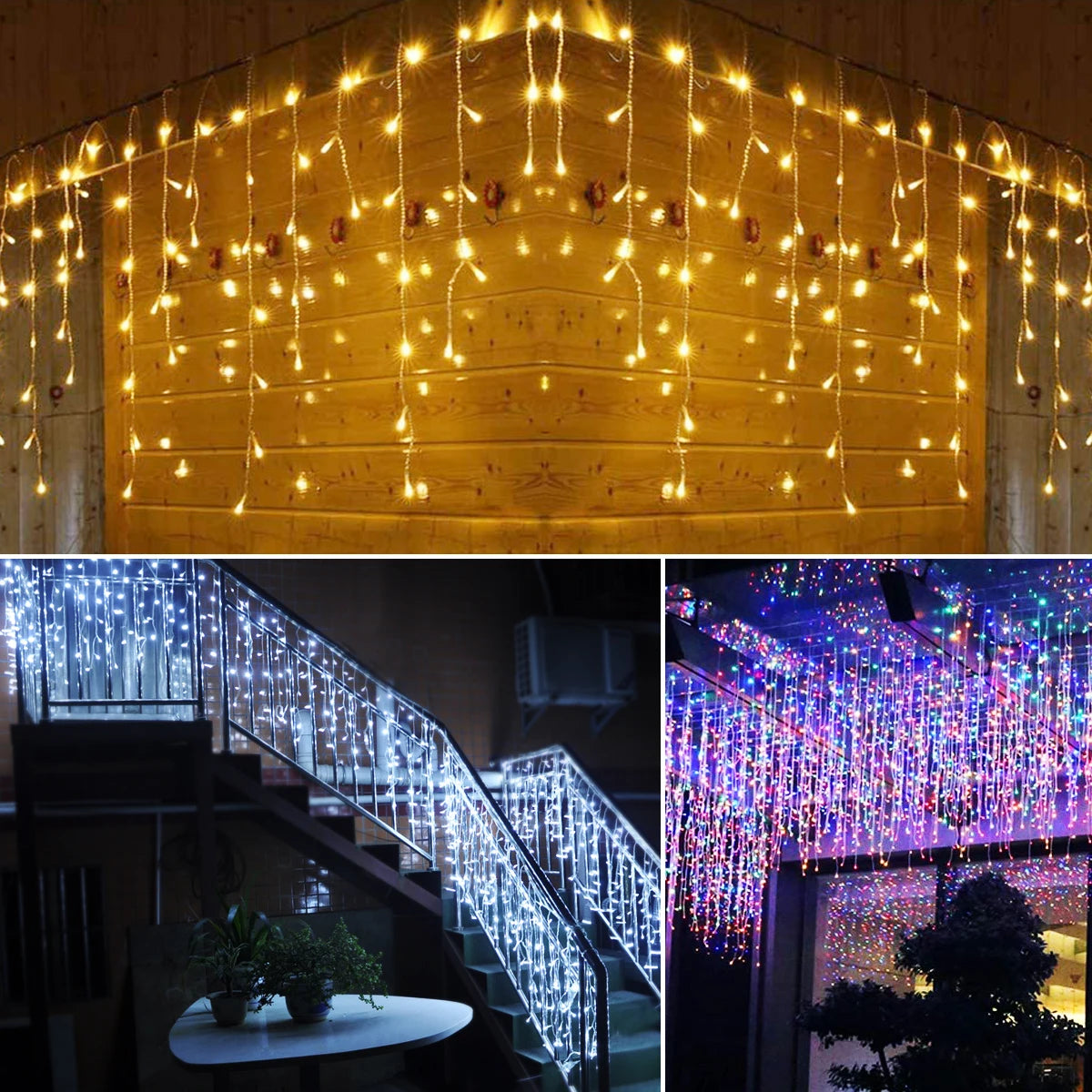 Guirlande Lumineuse Rideau LED – 5M, 8 Modes, Intérieur & Extérieur | Déco Noël, Mariage & Fêtes