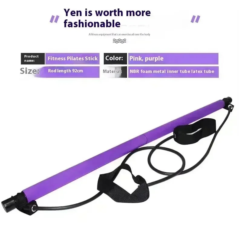 Kit Pilates Portable avec Barre & Bandes de Résistance – Yoga, Fitness, Musculation & Stretching