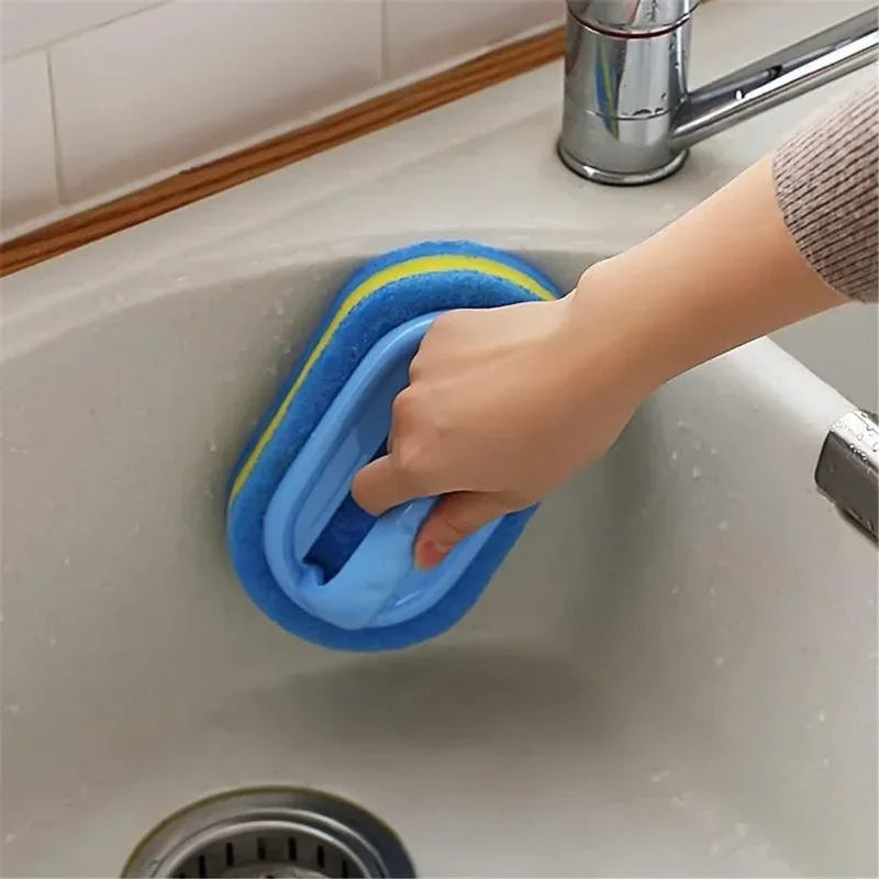 Brosse Éponge de Nettoyage avec Poignée – Cuisine, Salle de Bain & Maison (1/2/3 PCS)