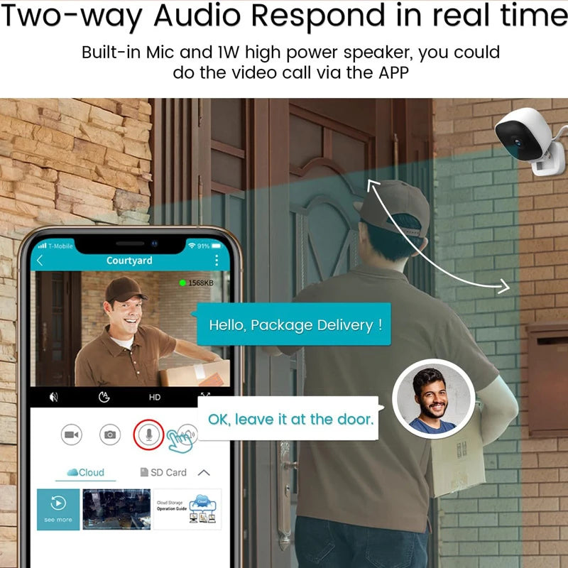 Mini Caméra de Surveillance 4K – WiFi, Vision Nocturne Couleur, Waterproof IP65, Détection de Mouvement