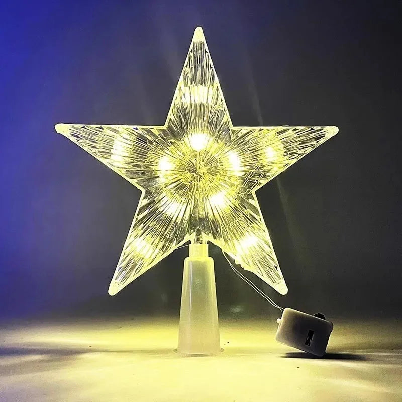Étoile Lumineuse de Sapin de Noël 15 cm – Décoration LED Blanche Chaude