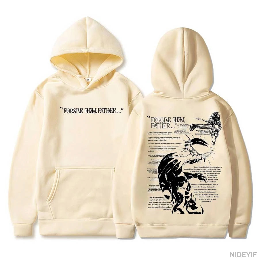 Sweat à capuche chrétien “Forgive Them Father” – Hoodie streetwear unisexe avec verset biblique