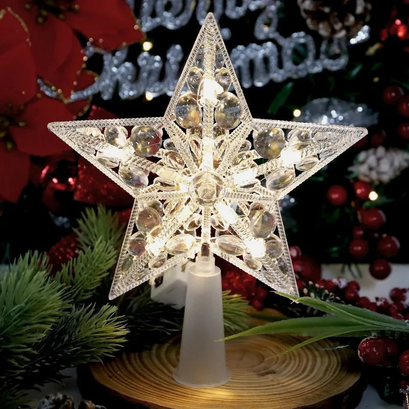 Étoile Lumineuse de Sapin de Noël 15 cm – Décoration LED Blanche Chaude
