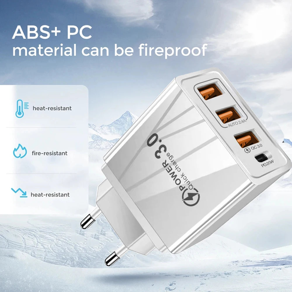Chargeur Rapide 48W USB-C PD & QC 3.0 – Adaptateur Secteur Universel (Prise EU)