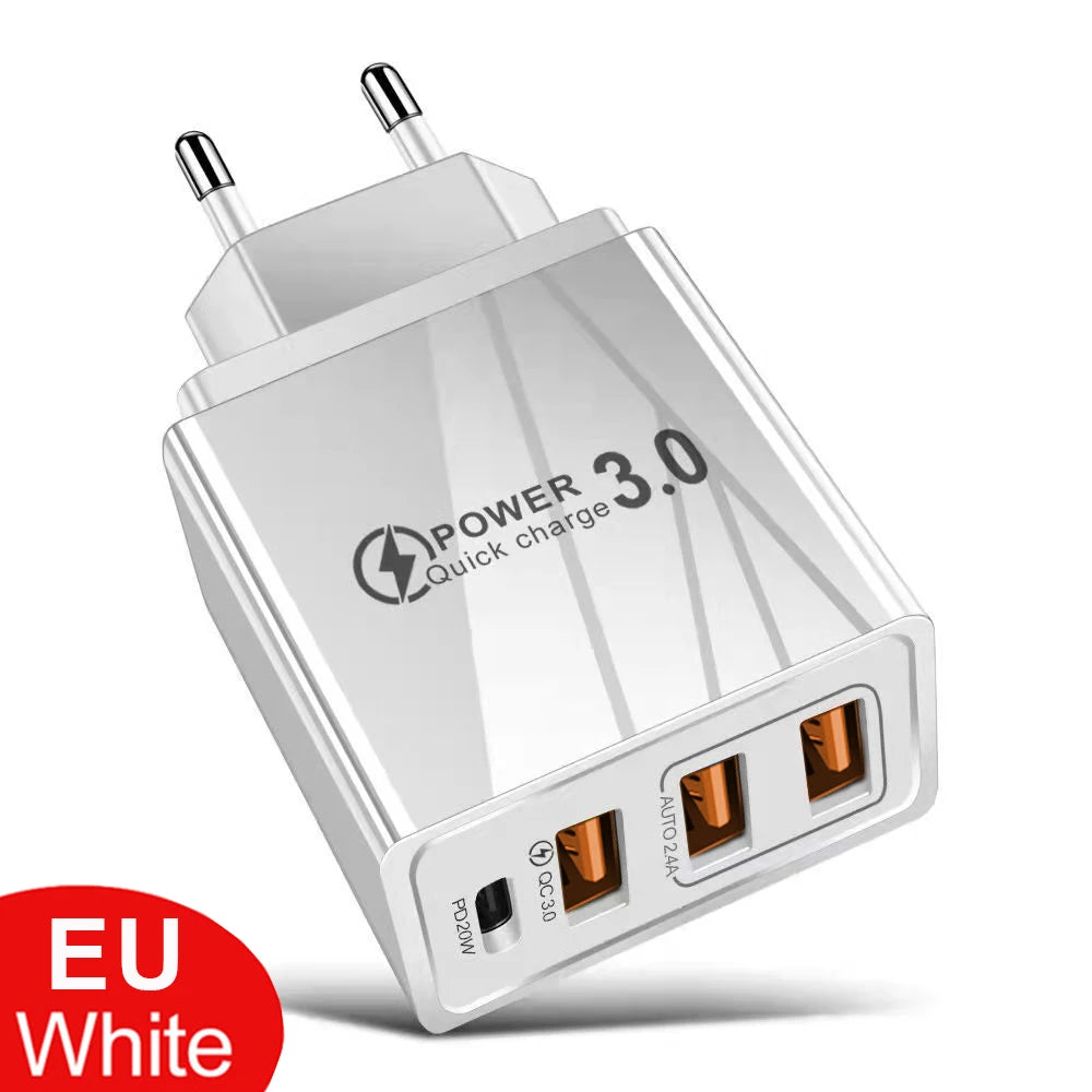 Chargeur Rapide 48W USB-C PD & QC 3.0 – Adaptateur Secteur Universel (Prise EU)