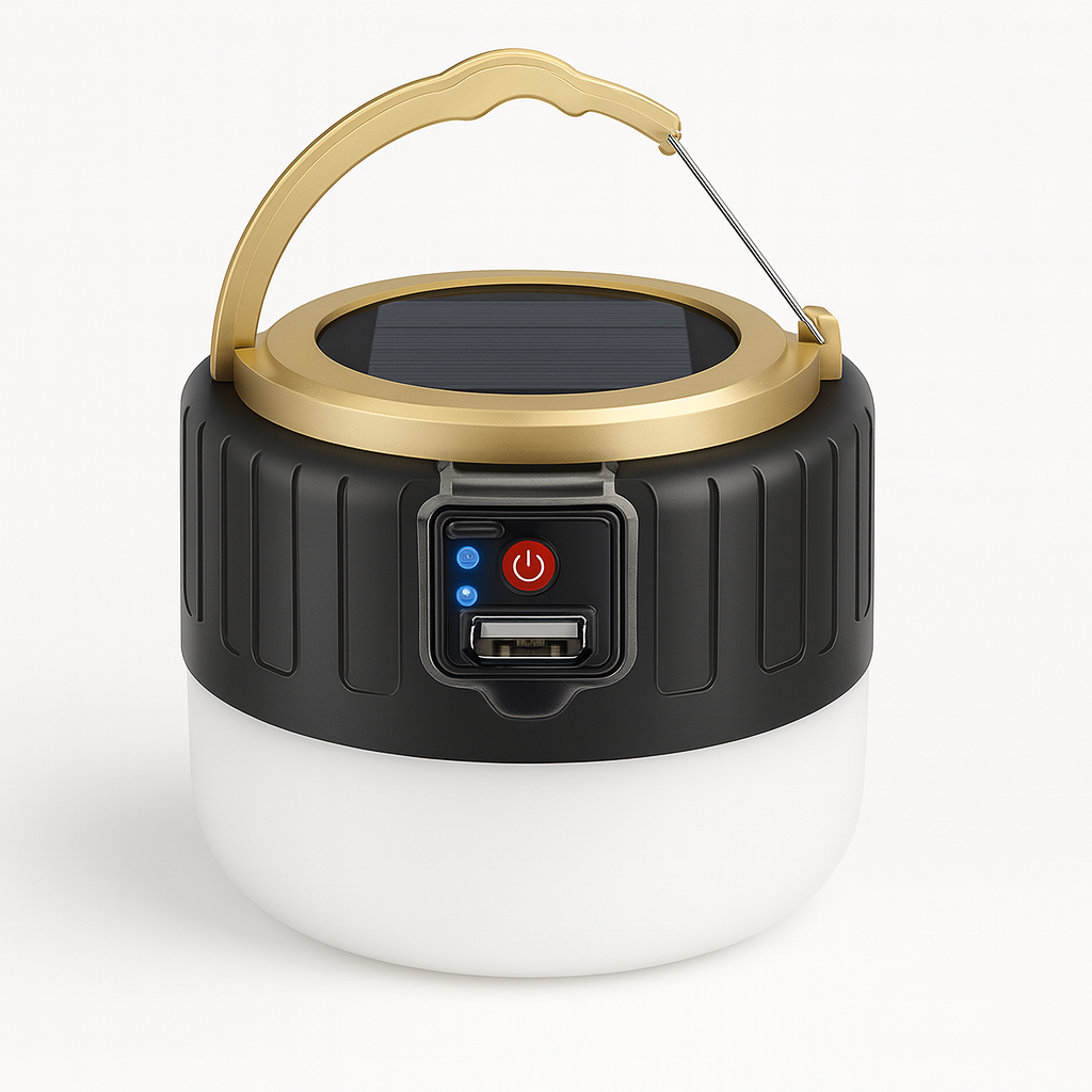 Lampe de Camping LED Rechargeable – Solaire & USB, Waterproof IPX6 avec Power Bank