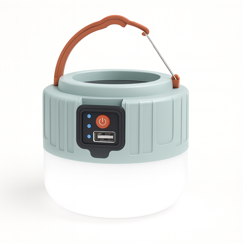 Lampe de Camping LED Rechargeable – Solaire & USB, Waterproof IPX6 avec Power Bank