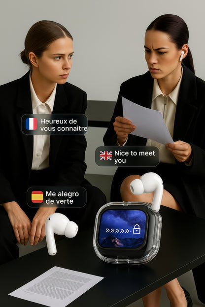 TransRisart™ Écouteurs Intelligents – Traduction 144 Langues, ANC+ENC, Écran Tactile & HiFi Audio