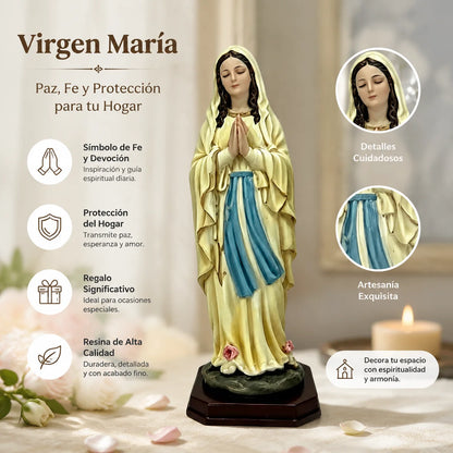 Statue Vierge Marie 21 cm en Résine Peinte – Décoration Catholique