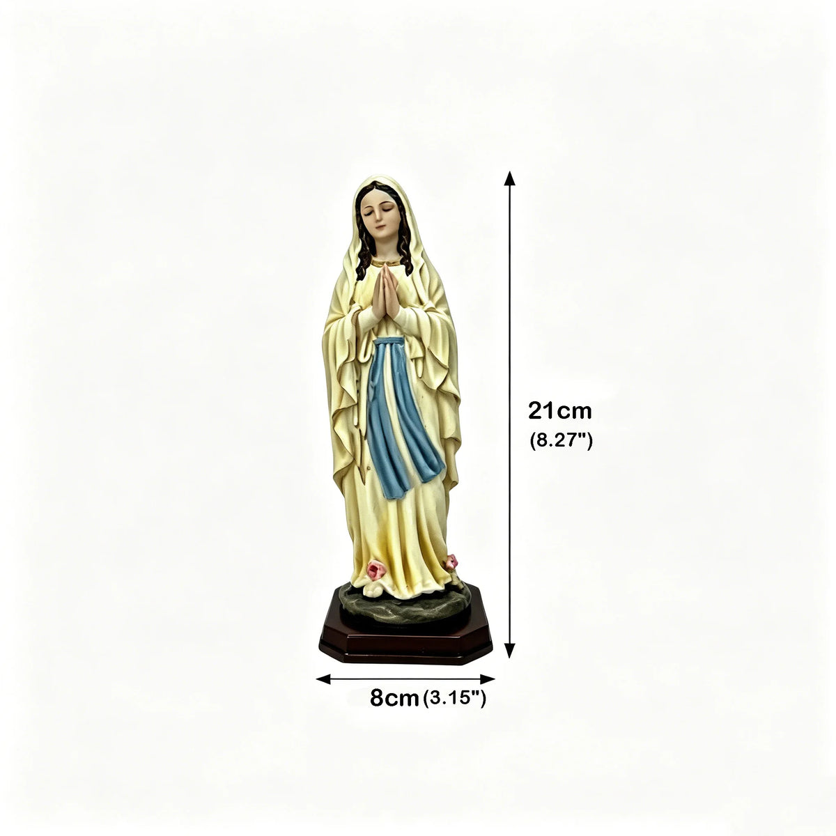 Statue Vierge Marie 21 cm en Résine Peinte – Décoration Catholique