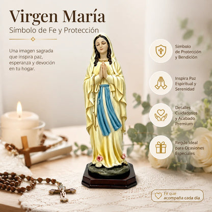 Statue Vierge Marie 21 cm en Résine Peinte – Décoration Catholique