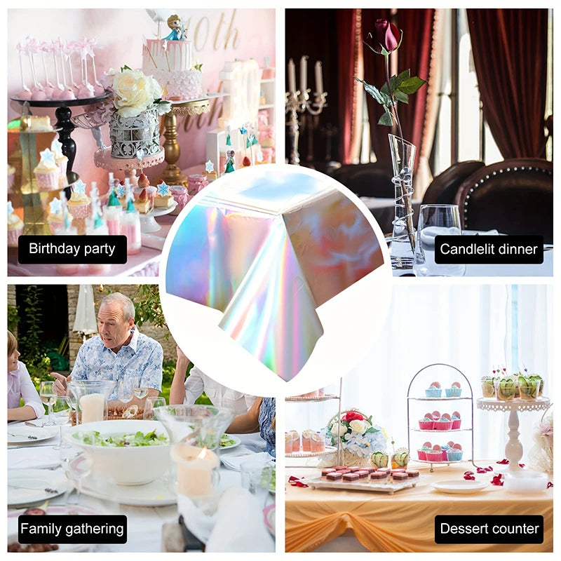 Nappe Jetable Thème Arc-en-Ciel Laser – 183x137cm – PVC Brillant