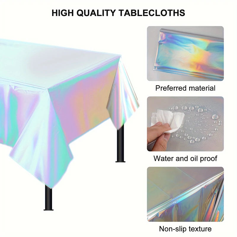 Nappe Jetable Thème Arc-en-Ciel Laser – 183x137cm – PVC Brillant