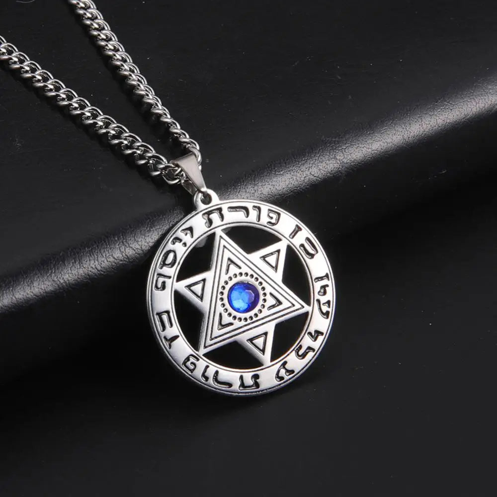 Collier étoile de David avec cristal – talisman hébreu unisexe