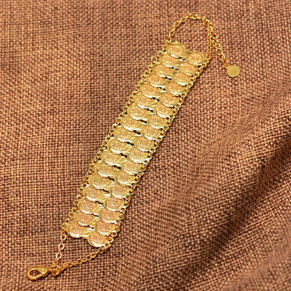 Bracelet / jonc couleur or avec pièces de monnaie pour femmes et hommes, bijou islamique musulman arabe, style Moyen-Orient, cadeau africain.