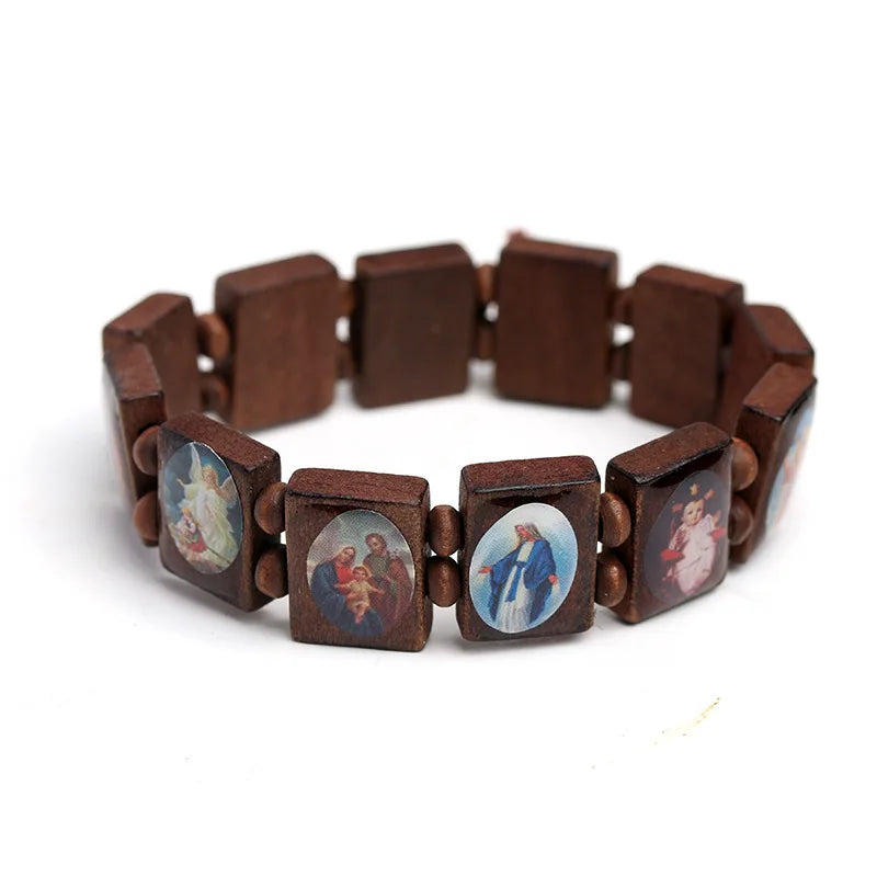 Bracelet Chapelet Catholique en Bois