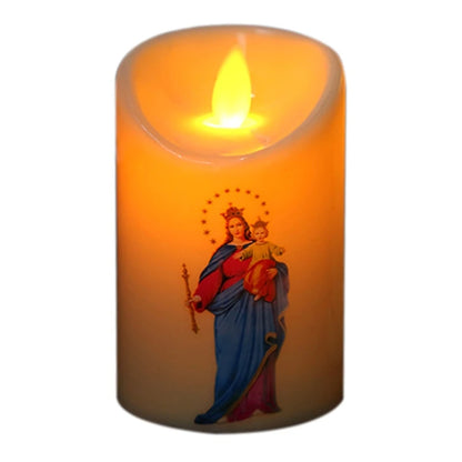 Bougie LED Jésus-Christ Sans Flamme / Veilleuse Décorative à Piles / Ambiance Spirituelle