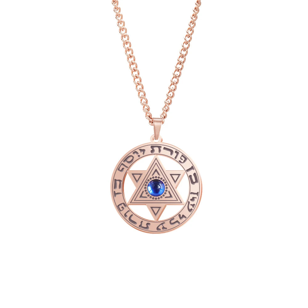 Collier étoile de David avec cristal – talisman hébreu unisexe