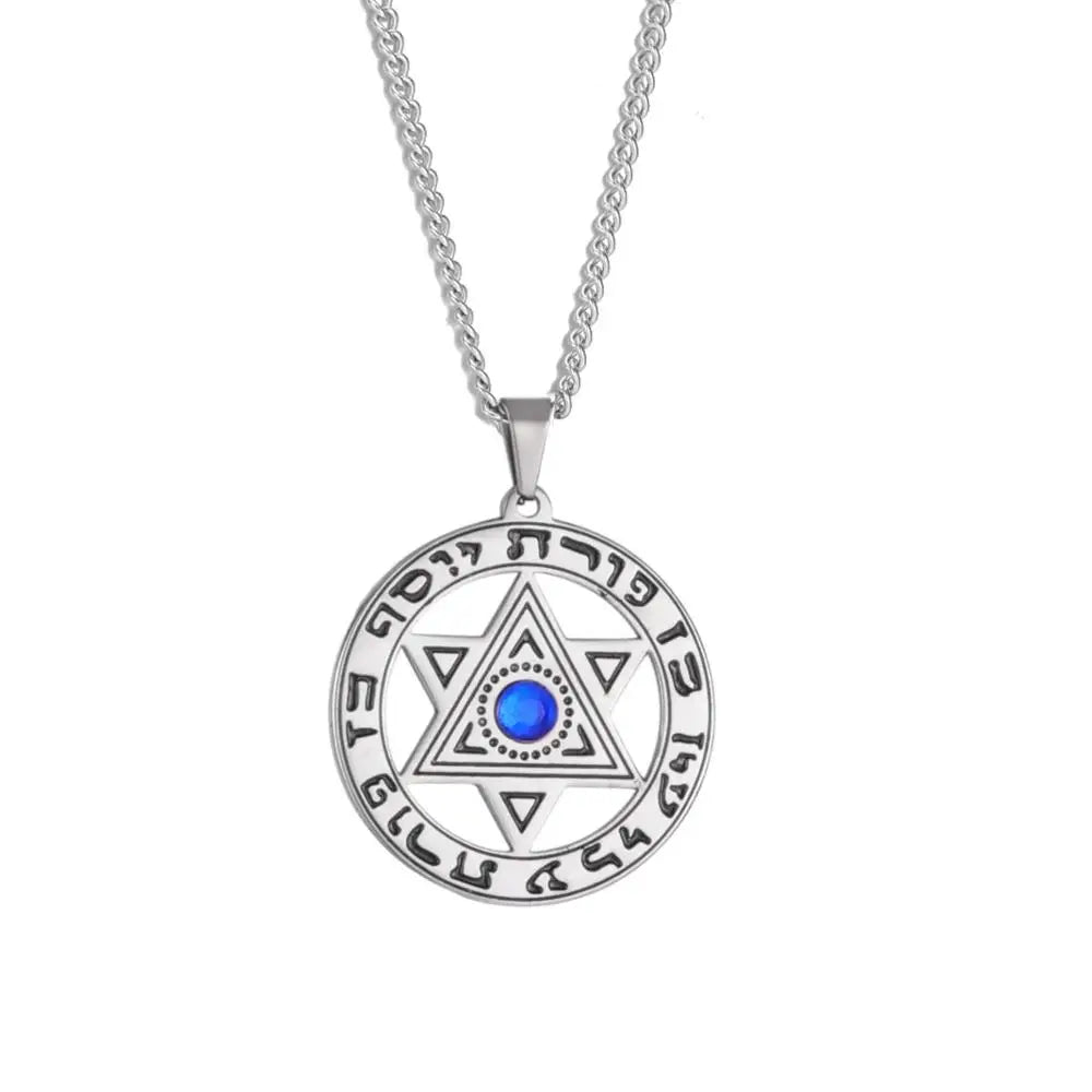Collier étoile de David avec cristal – talisman hébreu unisexe