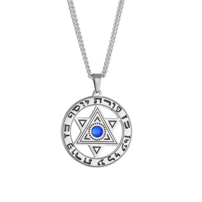 Collier étoile de David avec cristal – talisman hébreu unisexe