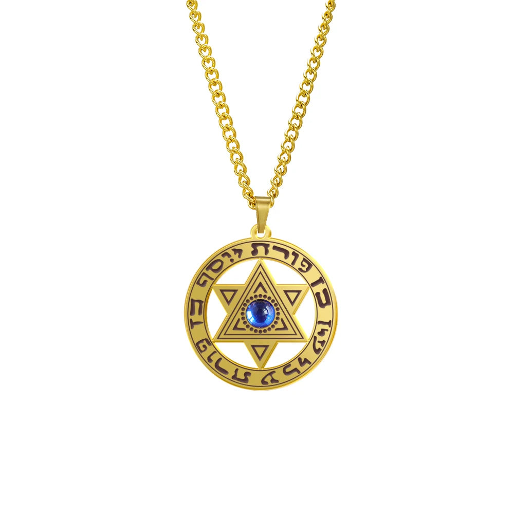 Collier étoile de David avec cristal – talisman hébreu unisexe