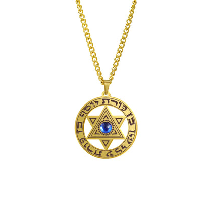 Collier étoile de David avec cristal – talisman hébreu unisexe