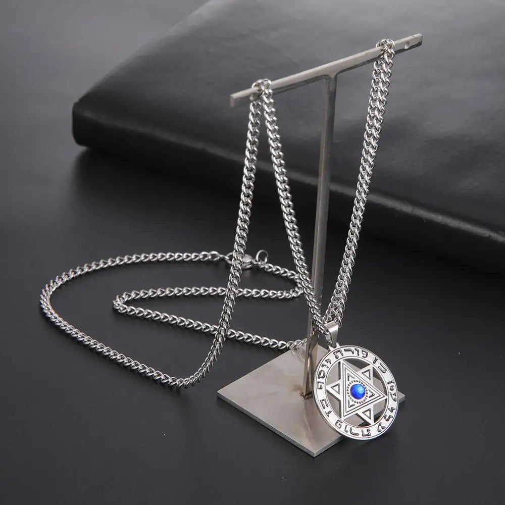 Collier étoile de David avec cristal – talisman hébreu unisexe