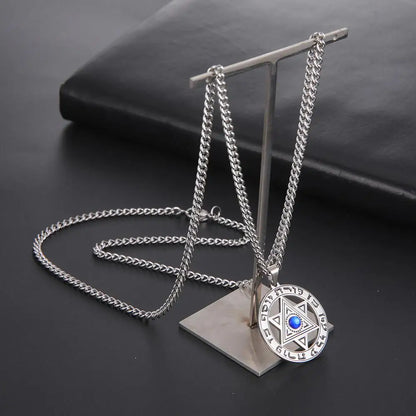Collier étoile de David avec cristal – talisman hébreu unisexe
